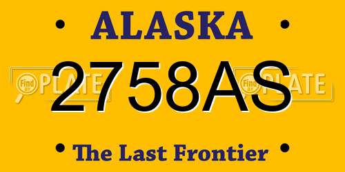 2758AS Alaska License Plate