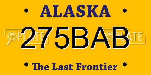 275BAB Alaska License Plate
