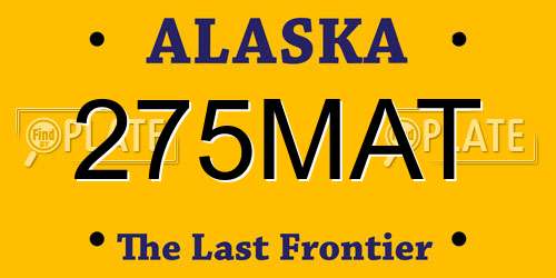 275MAT Alaska License Plate