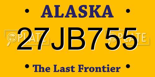 27JB755 Alaska License Plate