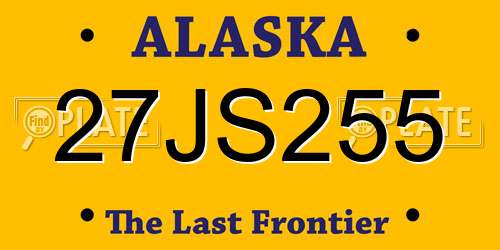 27JS255 Alaska License Plate