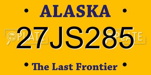 27JS285 Alaska License Plate