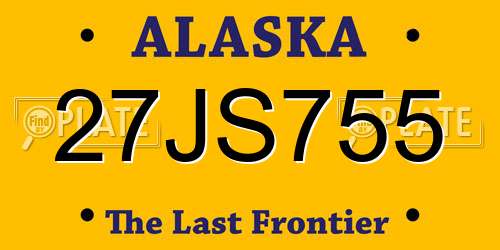 27JS755 Alaska License Plate