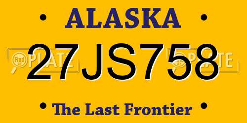 27JS758 Alaska License Plate