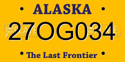 27OG034 Alaska License Plate