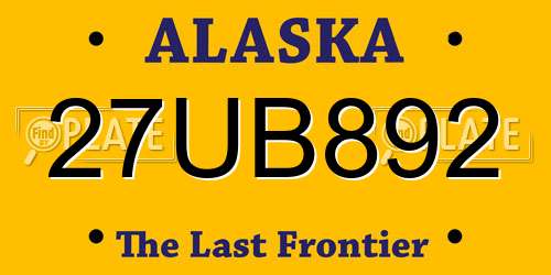 27UB892 Alaska License Plate