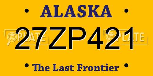 27ZP421 Alaska License Plate