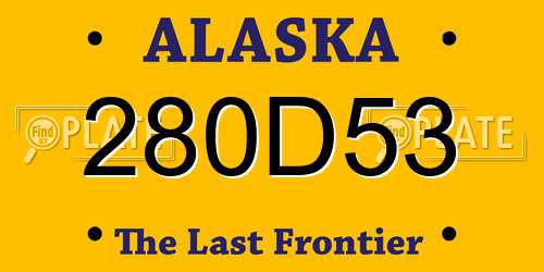 280D53 Alaska License Plate