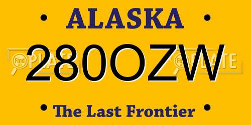 280OZW Alaska License Plate