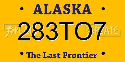 283TO7 Alaska License Plate