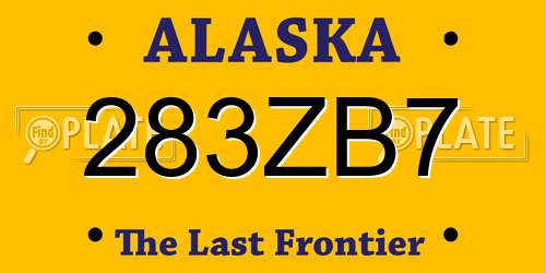 283ZB7 Alaska License Plate