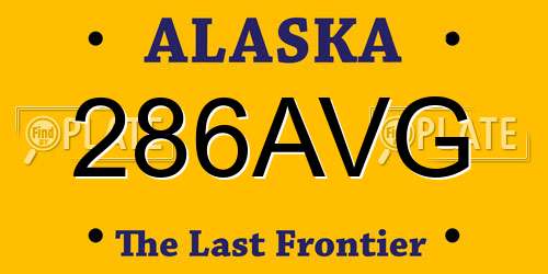 286AVG Alaska License Plate