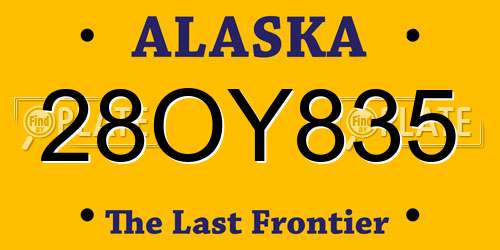 28OY835 Alaska License Plate