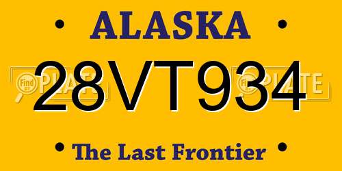 28VT934 Alaska License Plate