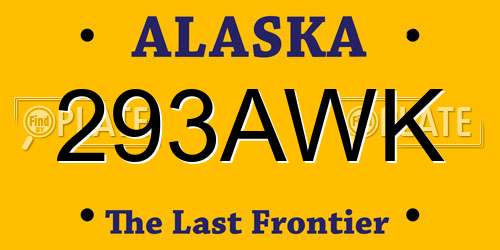 293AWK Alaska License Plate