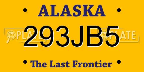 293JB5 Alaska License Plate