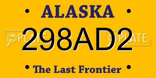 298AD2 Alaska License Plate