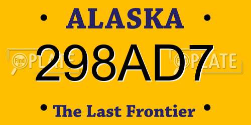 298AD7 Alaska License Plate