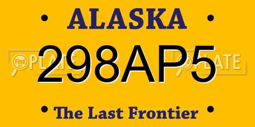 298AP5 Alaska License Plate