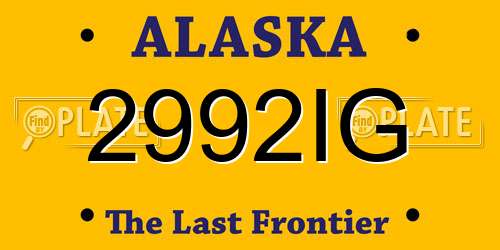 2992IG Alaska License Plate