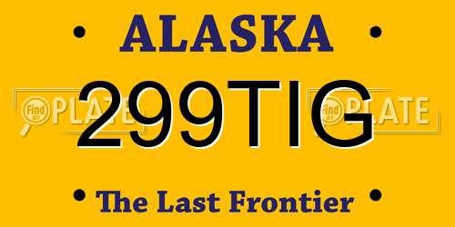 299TIG Alaska License Plate