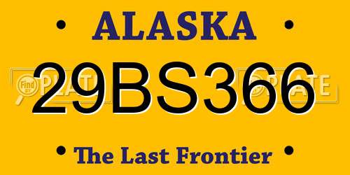 29BS366 Alaska License Plate