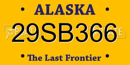 29SB366 Alaska License Plate