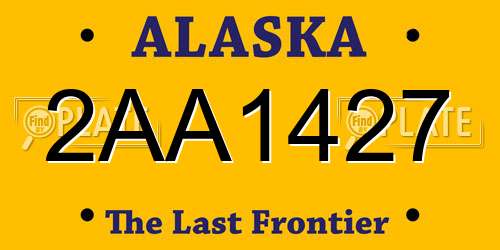 2AA1427 Alaska License Plate