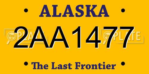2AA1477 Alaska License Plate