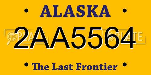 2AA5564 Alaska License Plate