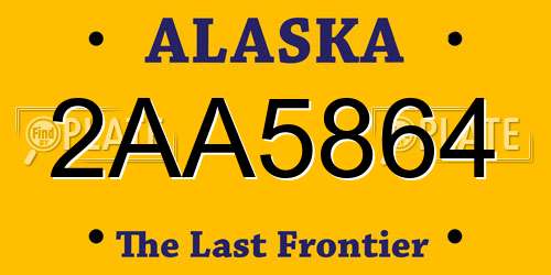 2AA5864 Alaska License Plate