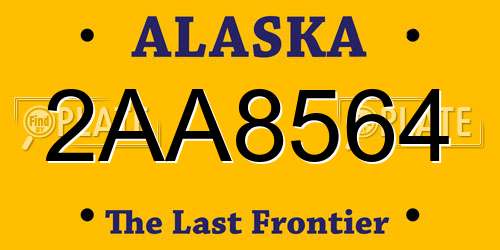 2AA8564 Alaska License Plate