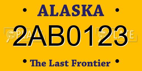 2AB0123 Alaska License Plate