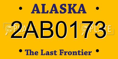 2AB0173 Alaska License Plate