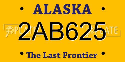 2AB625 Alaska License Plate