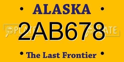 2AB678 Alaska License Plate