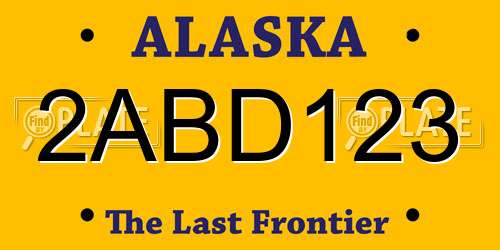 2ABD123 Alaska License Plate