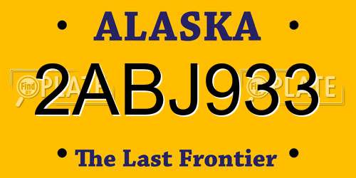 2ABJ933 Alaska License Plate