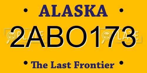 2ABO173 Alaska License Plate