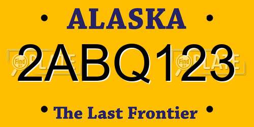 2ABQ123 Alaska License Plate