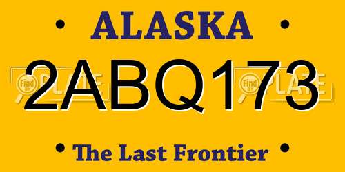 2ABQ173 Alaska License Plate