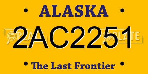 2AC2251 Alaska License Plate