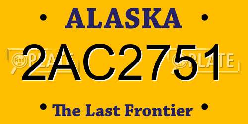 2AC2751 Alaska License Plate