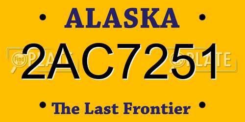 2AC7251 Alaska License Plate