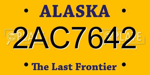 2AC7642 Alaska License Plate