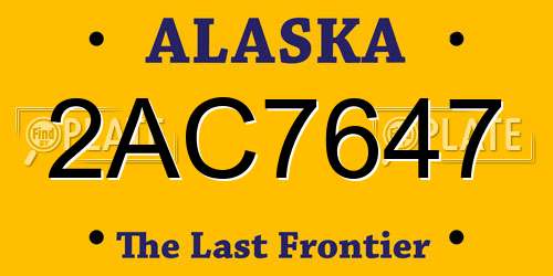 2AC7647 Alaska License Plate