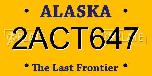 2ACT647 Alaska License Plate