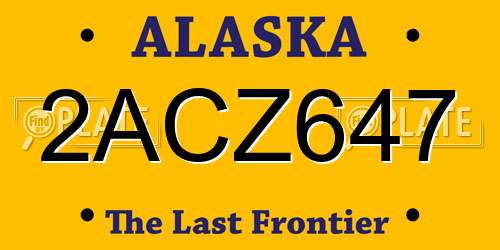 2ACZ647 Alaska License Plate