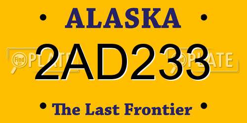 2AD233 Alaska License Plate