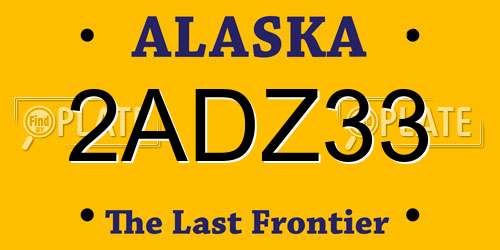 2ADZ33 Alaska License Plate